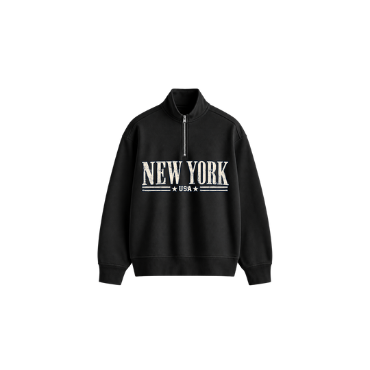 Be Autyst New York Archives Black Quarter-Zip Sweatshirt