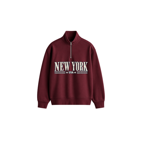 Be Autyst New York Archives Burgundy Quarter-Zip Sweatshirt