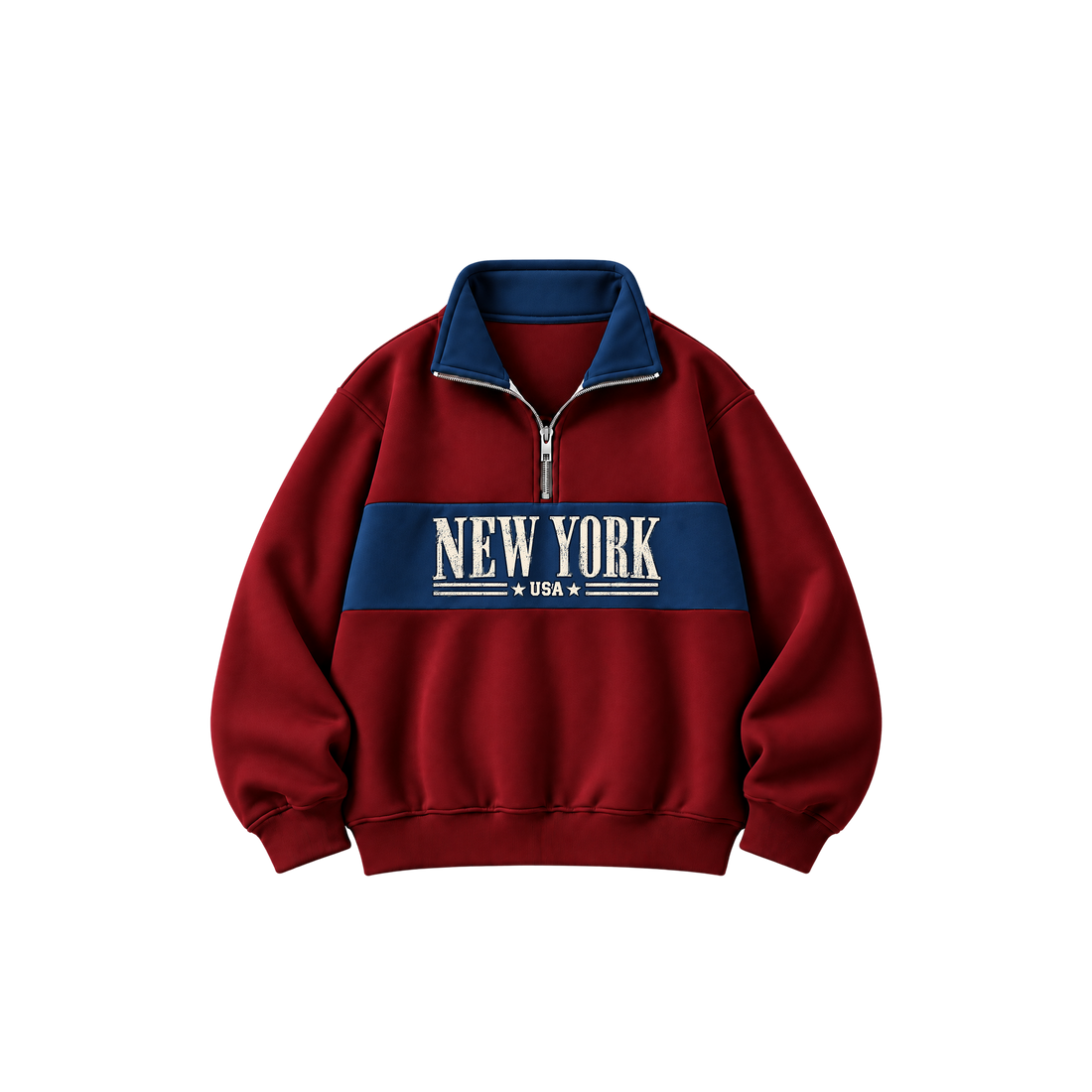 Be Autyst New York Burgundy Quarter-Zip Sweatshirt