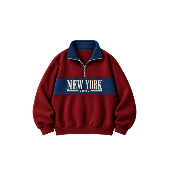 Be Autyst New York Burgundy Quarter-Zip Sweatshirt
