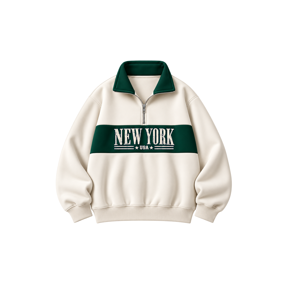 Be Autyst New York Off White Quarter-Zip Sweatshirt
