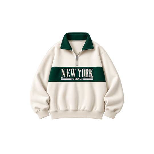 Be Autyst New York Off White Quarter-Zip Sweatshirt