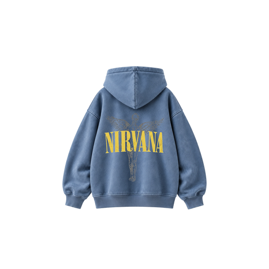 Be Autyst Nirvana Archive Blue Acid Wash Hoodie