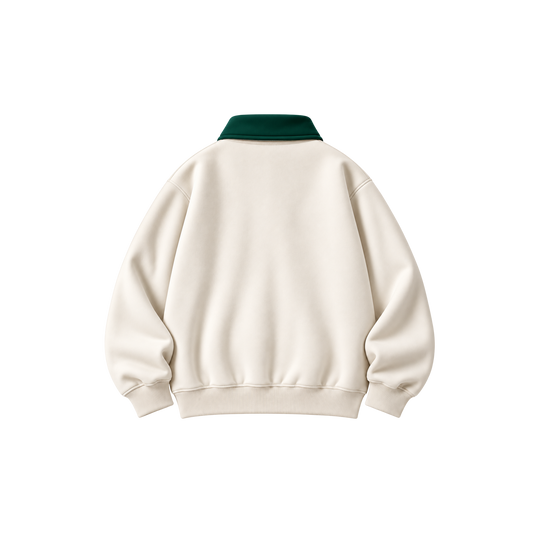 Be Autyst Old School Society Off White Quarter-Zip Sweatshirt