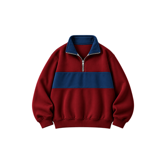 Be Autyst Redline Burgundy Navy Quarter Zip