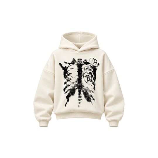 Be Autyst Skull Body Off White Hoodie