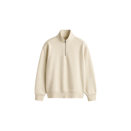 Be Autyst Static Noise Beige Quarter Zip Sweatshirt