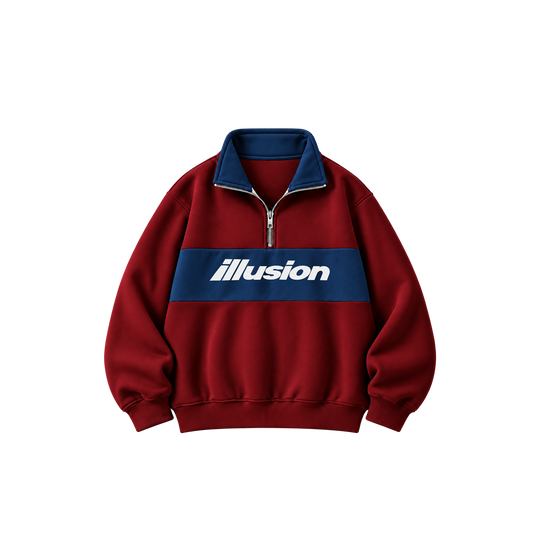 Be Autyst illusion Burgundy Quater Zip-Up Sweatshirt