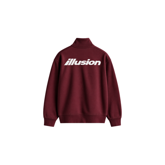 Be Autyst illusion Burgundy Quater Zip-Up Sweatshirt