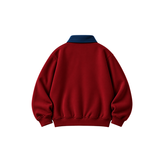 Be Autyst illusion Burgundy Quater Zip-Up Sweatshirt