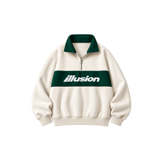 Be Autyst illusion Off White Half-Zip Sweatshirt