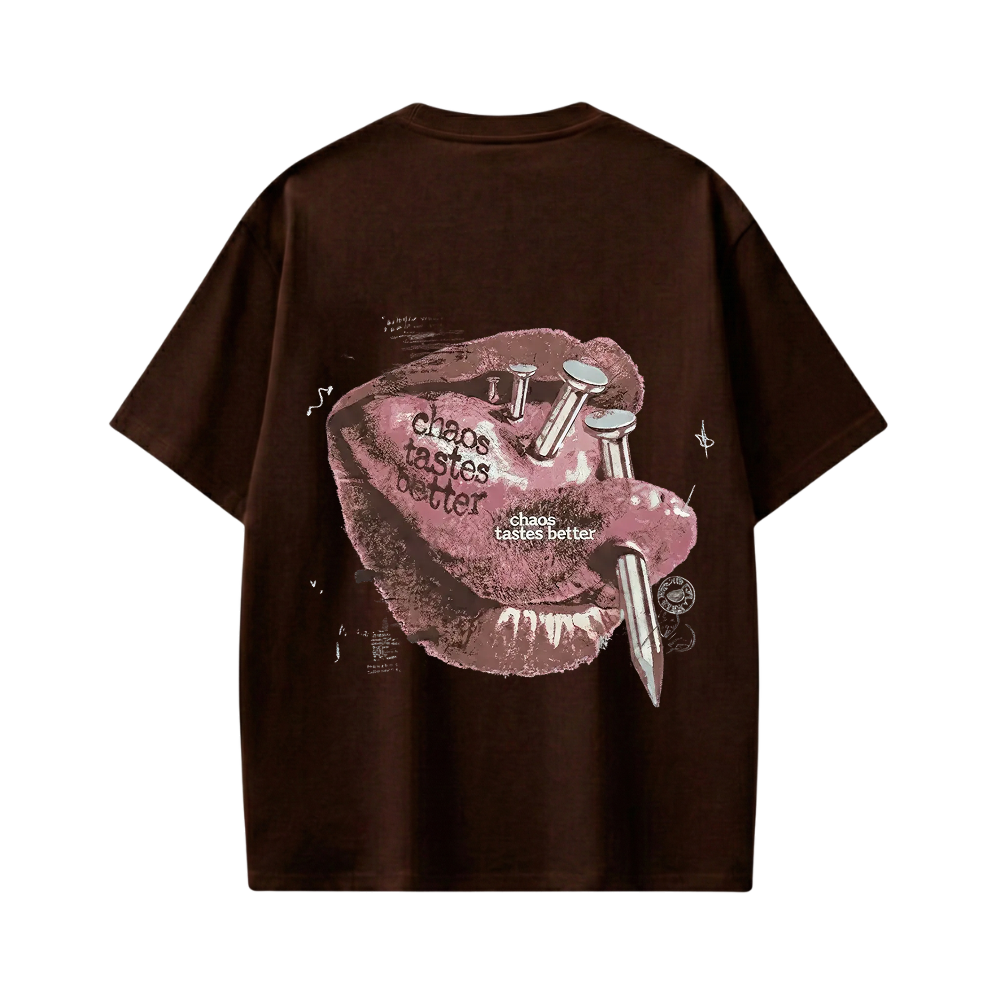 CHAOS  BE AUYTST BROWN T-SHIRT BACK