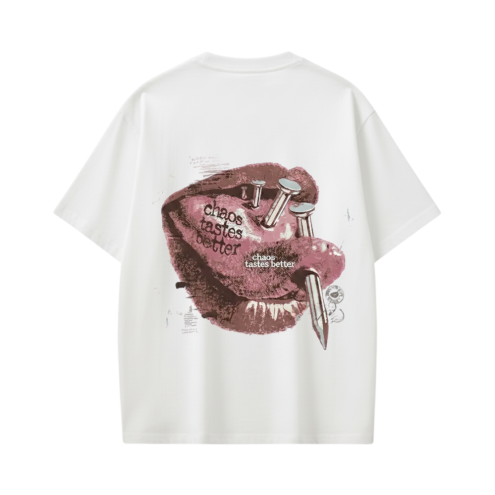 CHAOS  BE AUYTST WHITE T-SHIRT