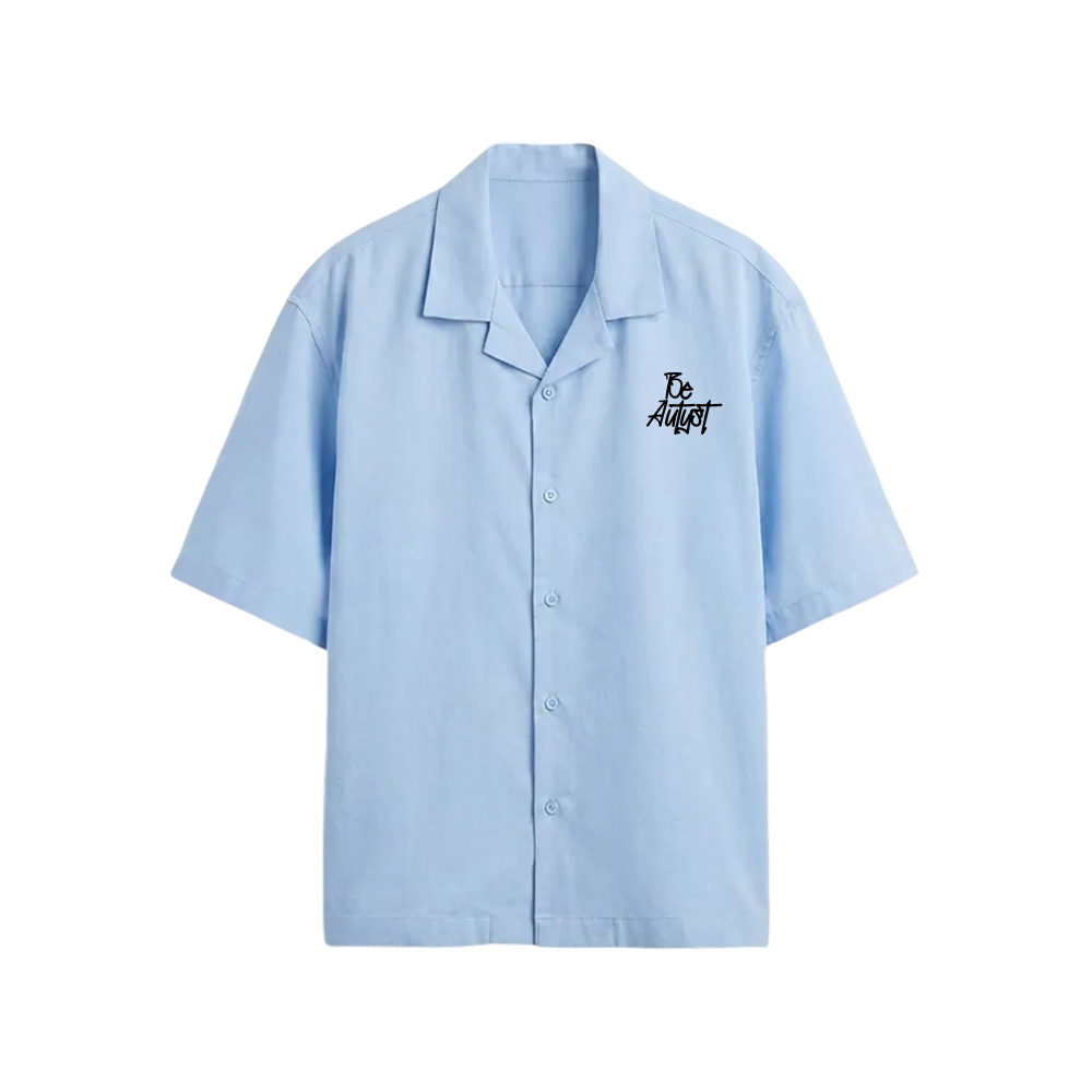 DEFEAT BE AUTYST ICE BLUE BOWLING SHIRT