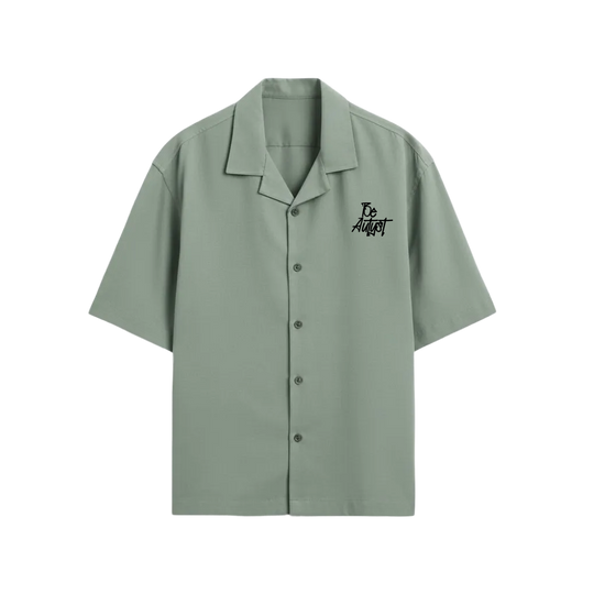 Defeat Be Autyst Sage Green Bowling Shirt