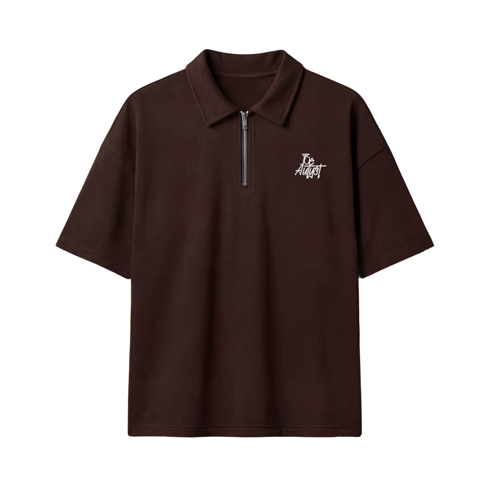 Destiny Be Autyst Quater Zip Brown T-Shirt