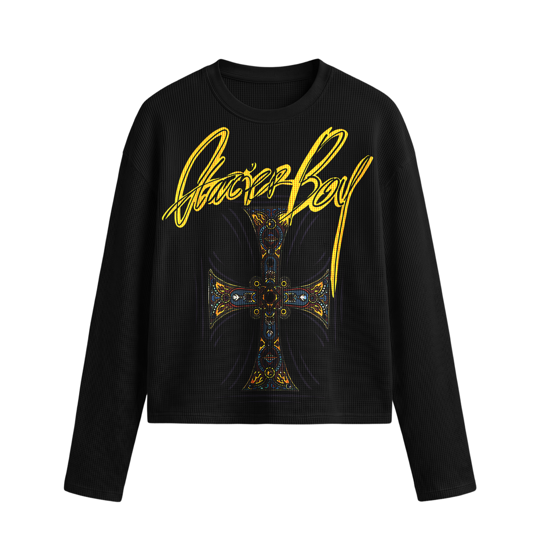 Glacier Boy Black Waffle T-shirt