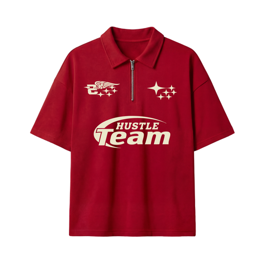 Hustle Team Be Autyst Quarter Zip Red T-Shirt