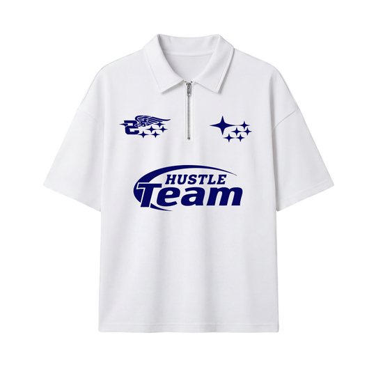 Hustle Team Be Autyst Quarter Zip White T-Shirt