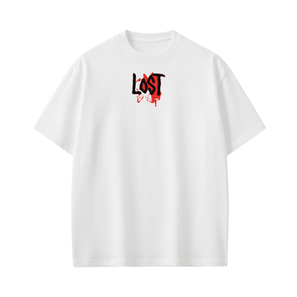 LOST  BE AUYTST WHITE T-SHIRT