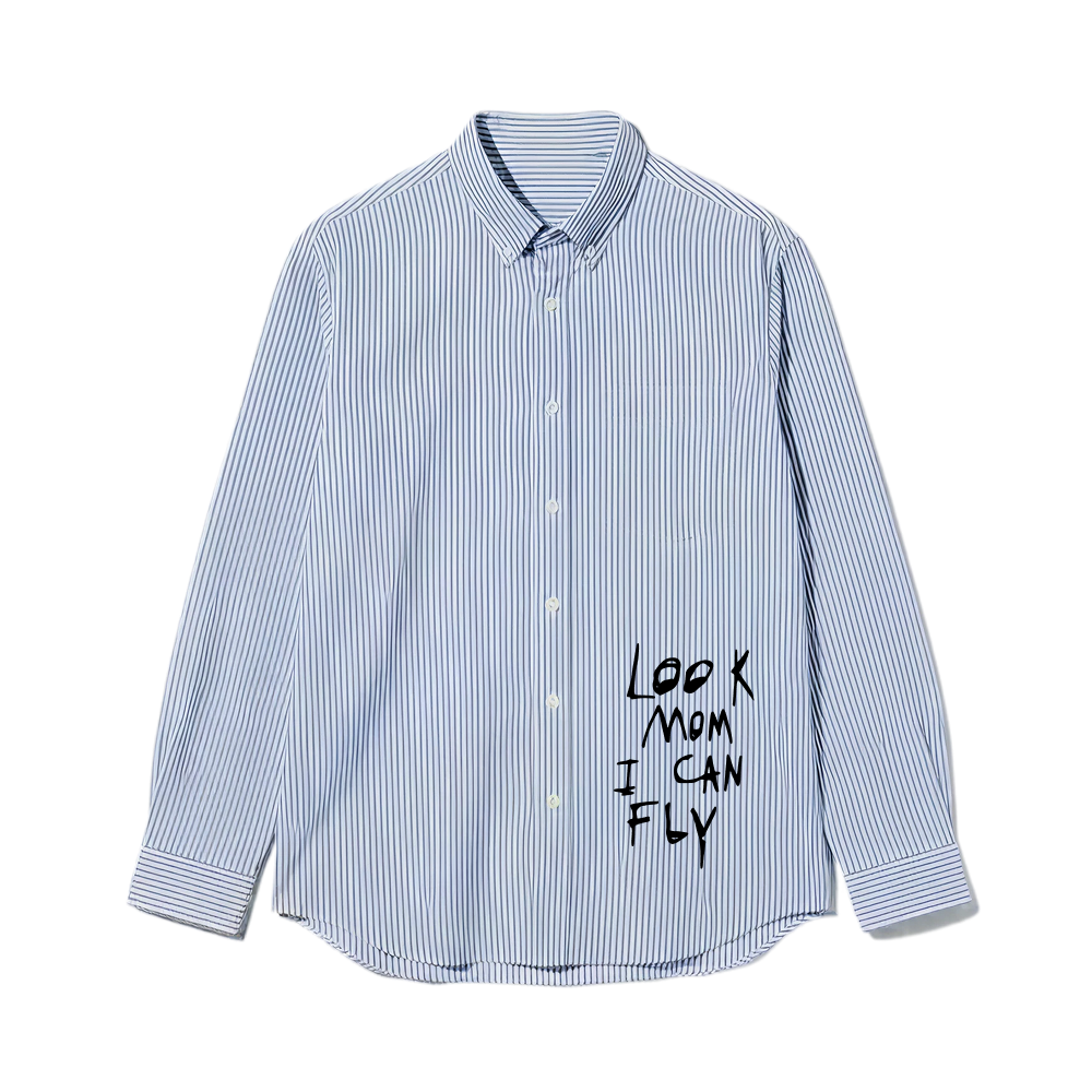 Look Mom I Can Fly Be Autyst Blue Striped Shirt