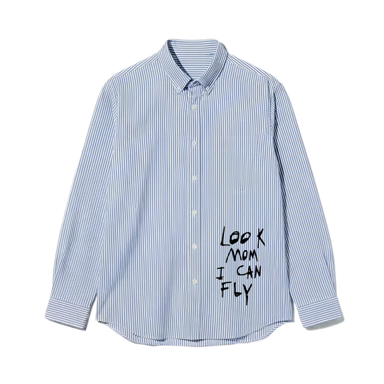 Look Mom I Can Fly Be Autyst Blue Striped Shirt