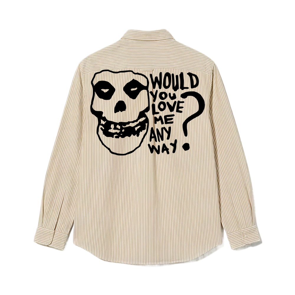 Love Me Be Autyst Beige Striped Shirt