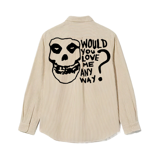 Love Me Be Autyst Beige Striped Shirt