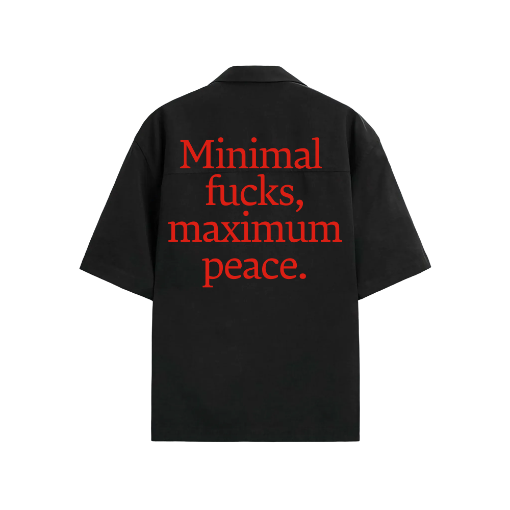 MINIMAL FUCKS BE AUTYST BLACK BOWLING SHIRT