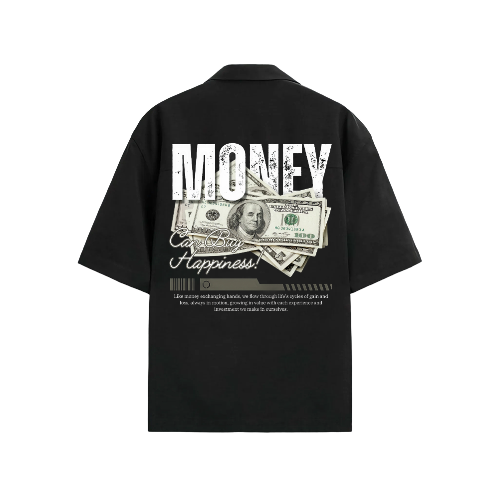 MONEY CAN BUY HAPPINESS BE AUTYST BLACK BOWLING SHIRT