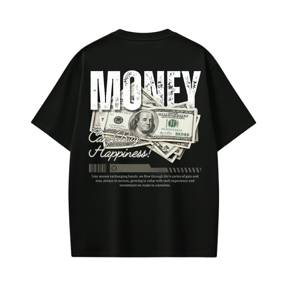 MONEY CAN BUY HAPPINESS BE AUTYST BLACK T-SHIRT