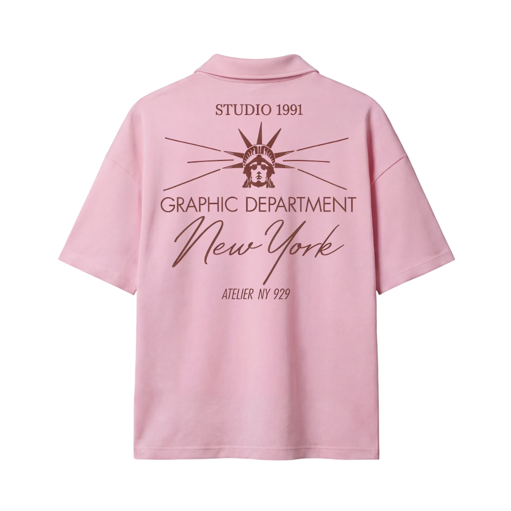 New York Be Autyst Quater Zip Pink T-Shirt
