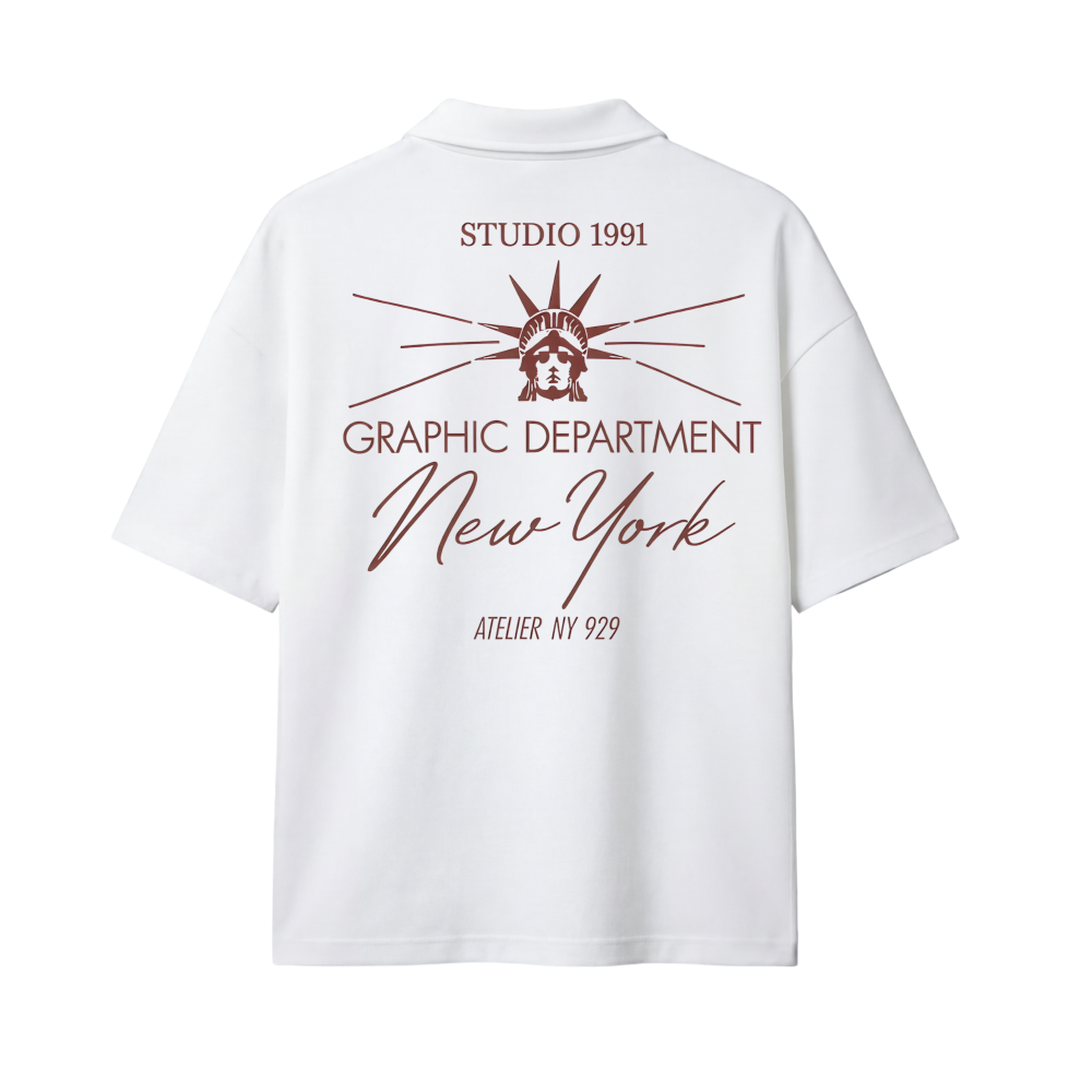 New York Be Autyst Quater Zip White T-Shirt