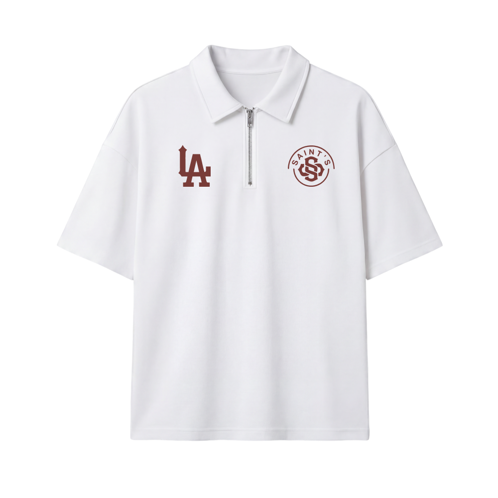 New York Be Autyst Quater Zip White T-Shirt