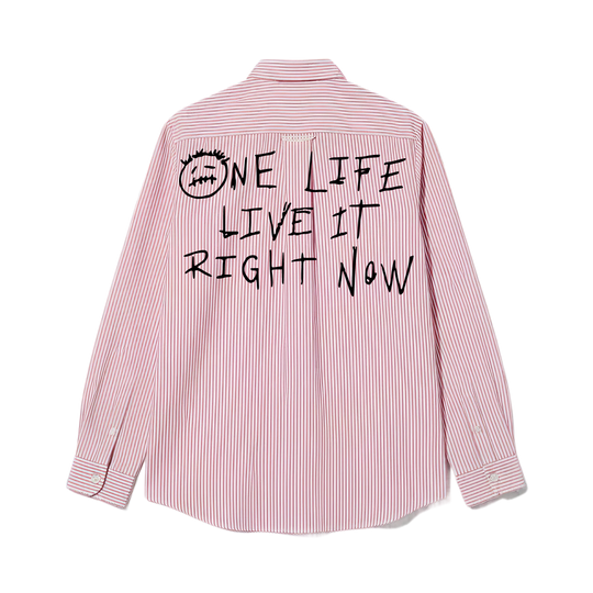 One Life Be Autyst Pink Striped Shirt