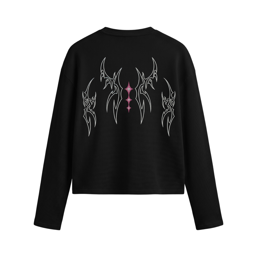 Pink Star Black Waffle T-shirt