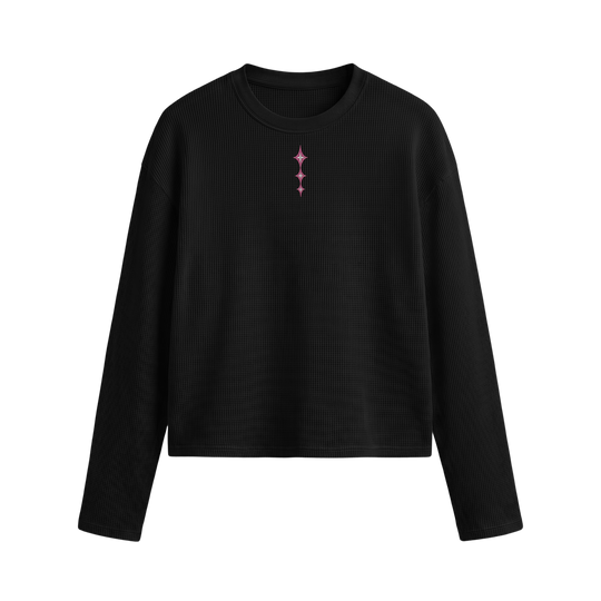 Pink Star Black Waffle T-shirt