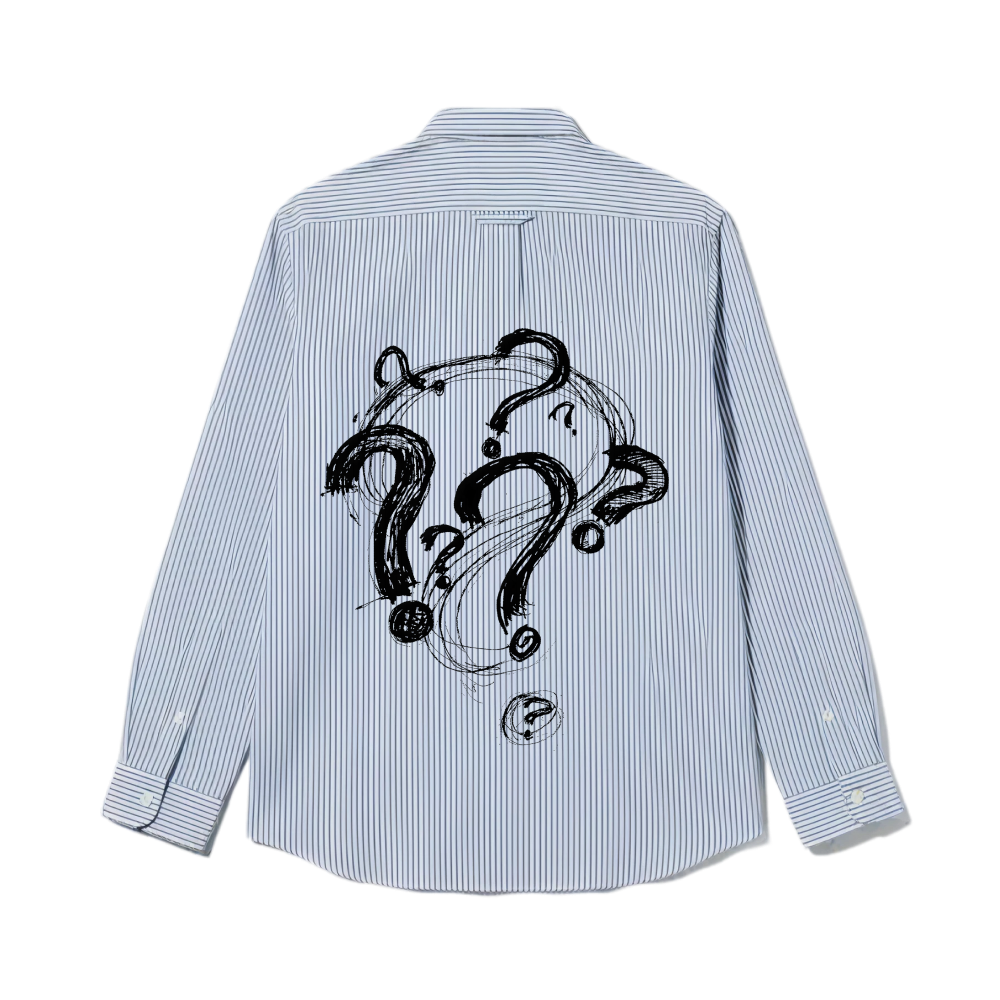 Question Mark Be Autyst Ice Blue Stripe Shirt