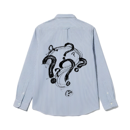 Question Mark Be Autyst Ice Blue Stripe Shirt