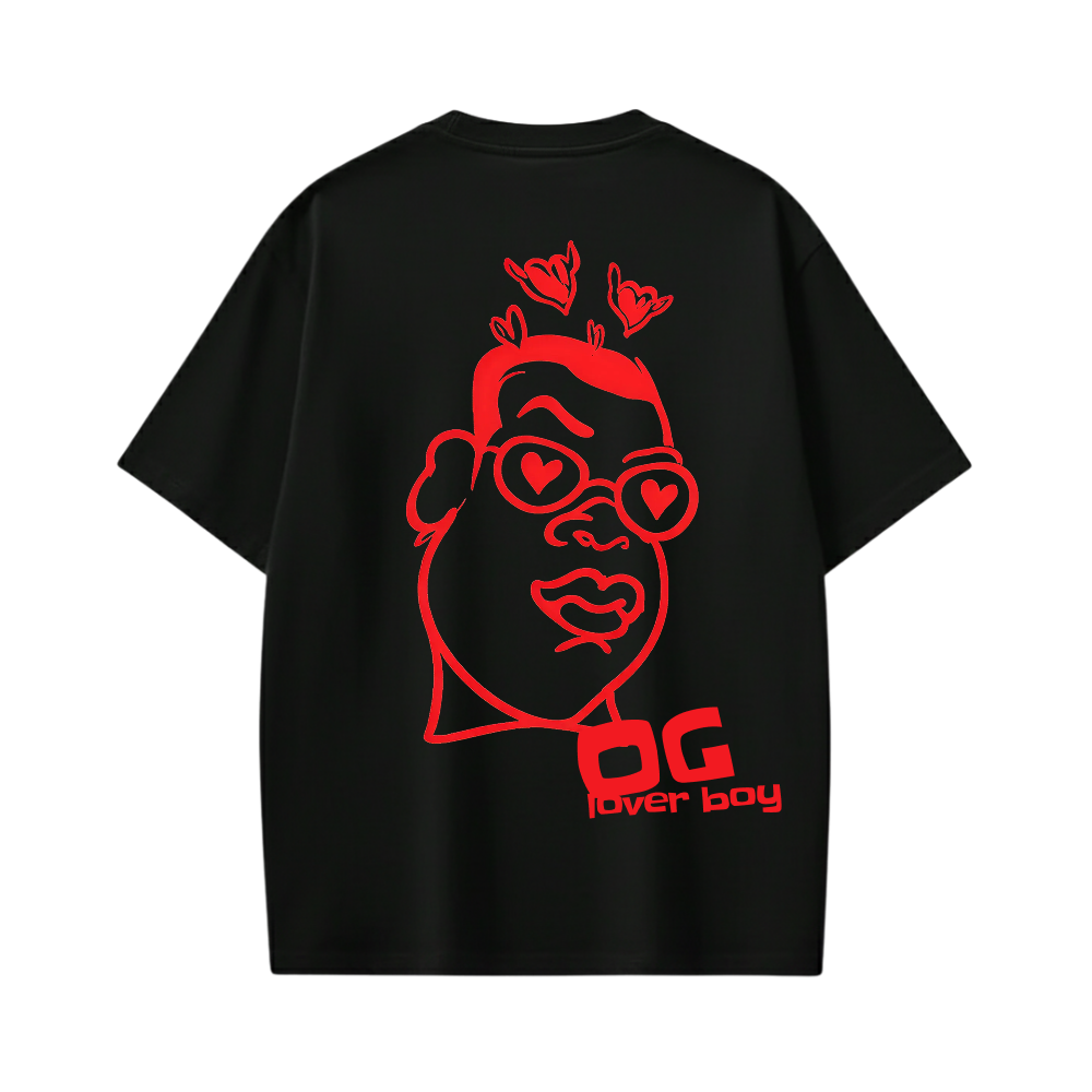 RED OG LOVER BOY BLACK T-SHIRT