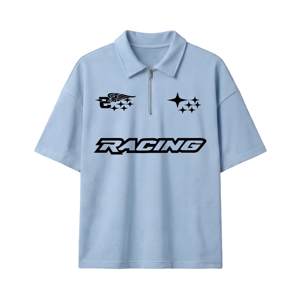 Racing Be Autyst Quater Zip Ice Blue T-Shirt