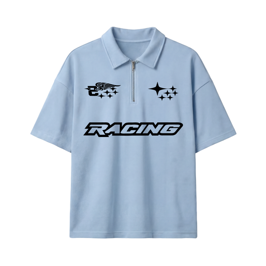 Racing Be Autyst Quarter Zip Ice Blue T-Shirt