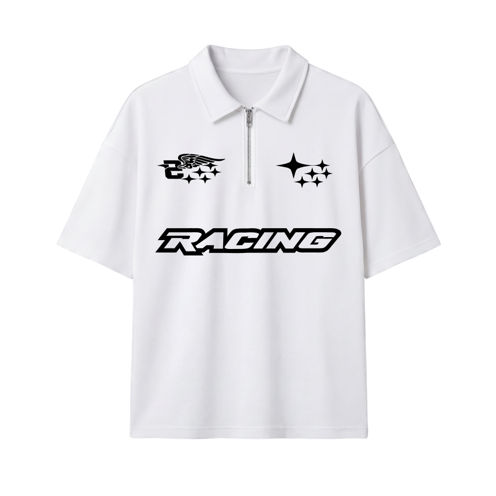 Racing Be Autyst Quater Zip White T-Shirt