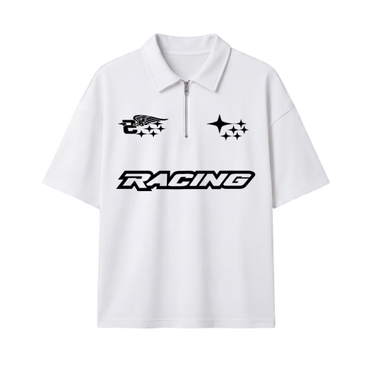 Racing Be Autyst Quarter Zip White T-Shirt