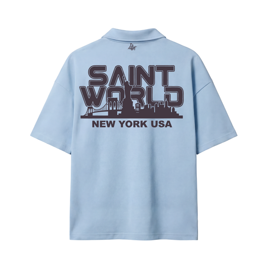 Saints 2.0 Be Autyst Quarter Zip Ice Blue T-Shirt