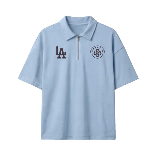 Saints 2.0 Be Autyst Quarter Zip Ice Blue T-Shirt