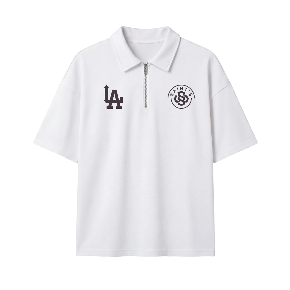 Saints 2.0 Be Autyst Quater Zip White T-Shirt
