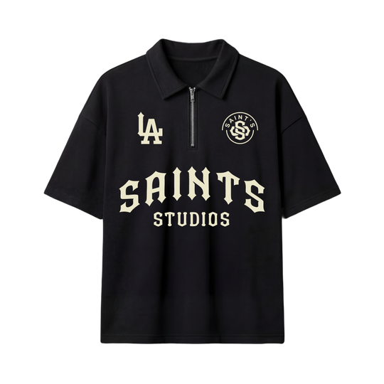 Saints Be Autyst Quarter Zip Black T-Shirt
