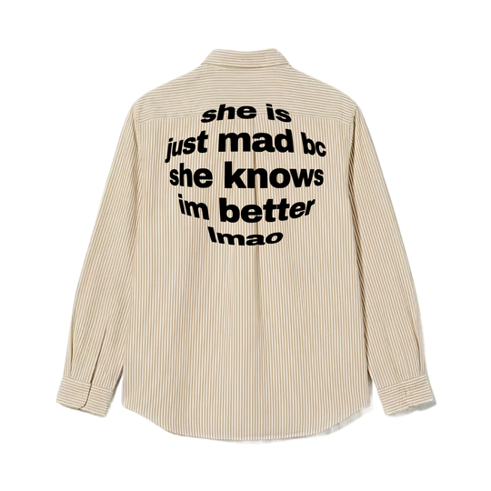 She Mad Be Autyst Beige Striped Shirt