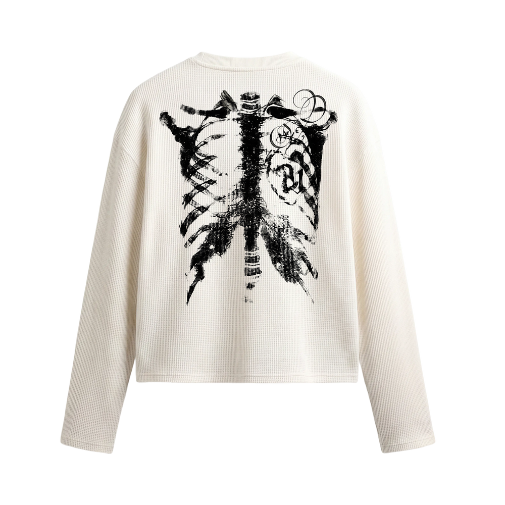 Skull Body Off White Waffle T-shirt